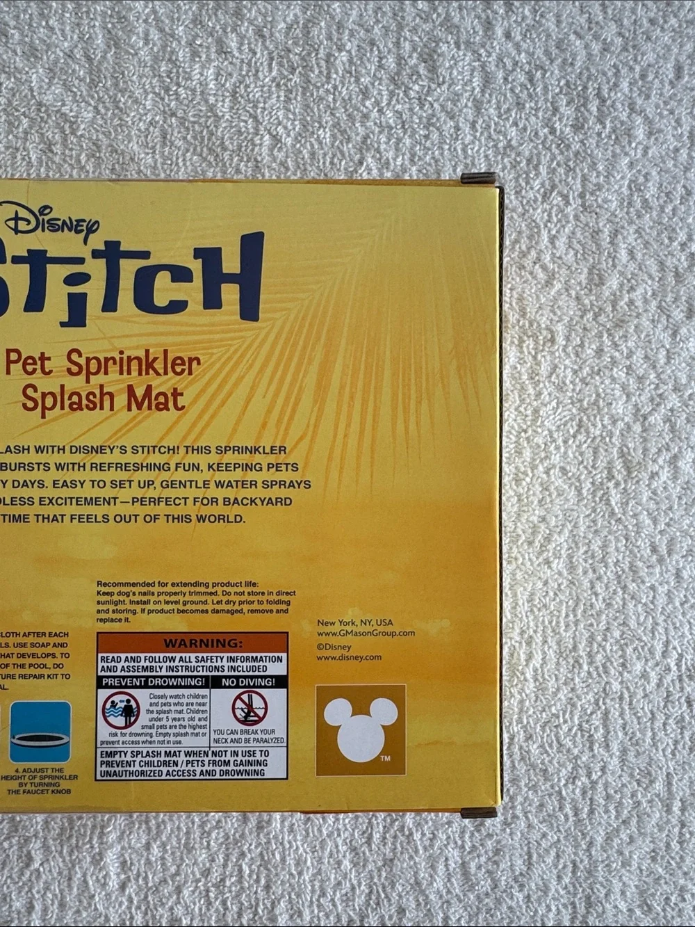 Disney Stitch Pet Sprinkler Splash Mat - Blue and Purple Accents
